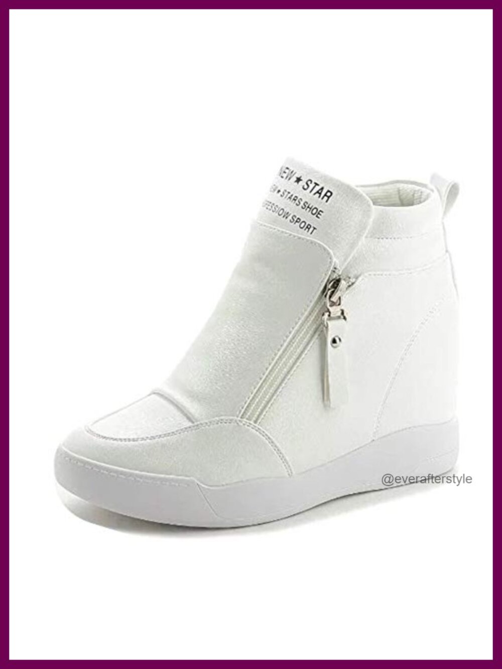 Women's Platform Hidden Wedge High-Top Sneakers - Synthetic Leather, Zipper